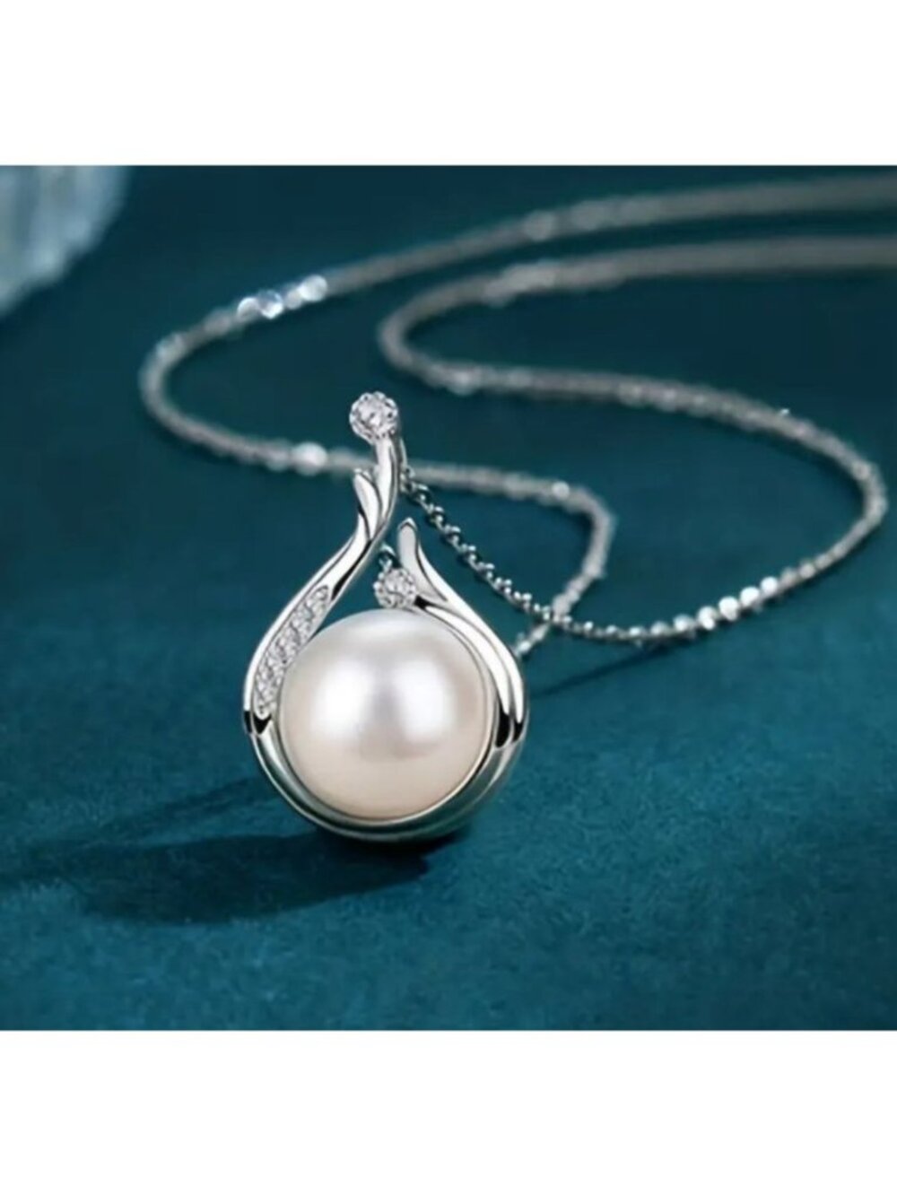 Copper Silver Faux Pearl Pendant Chain Gift